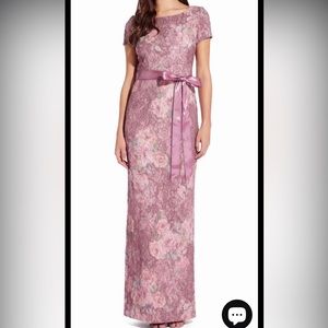 ✨Adrianna Papell Multi Rose Printed Jacquard Long Column Dress